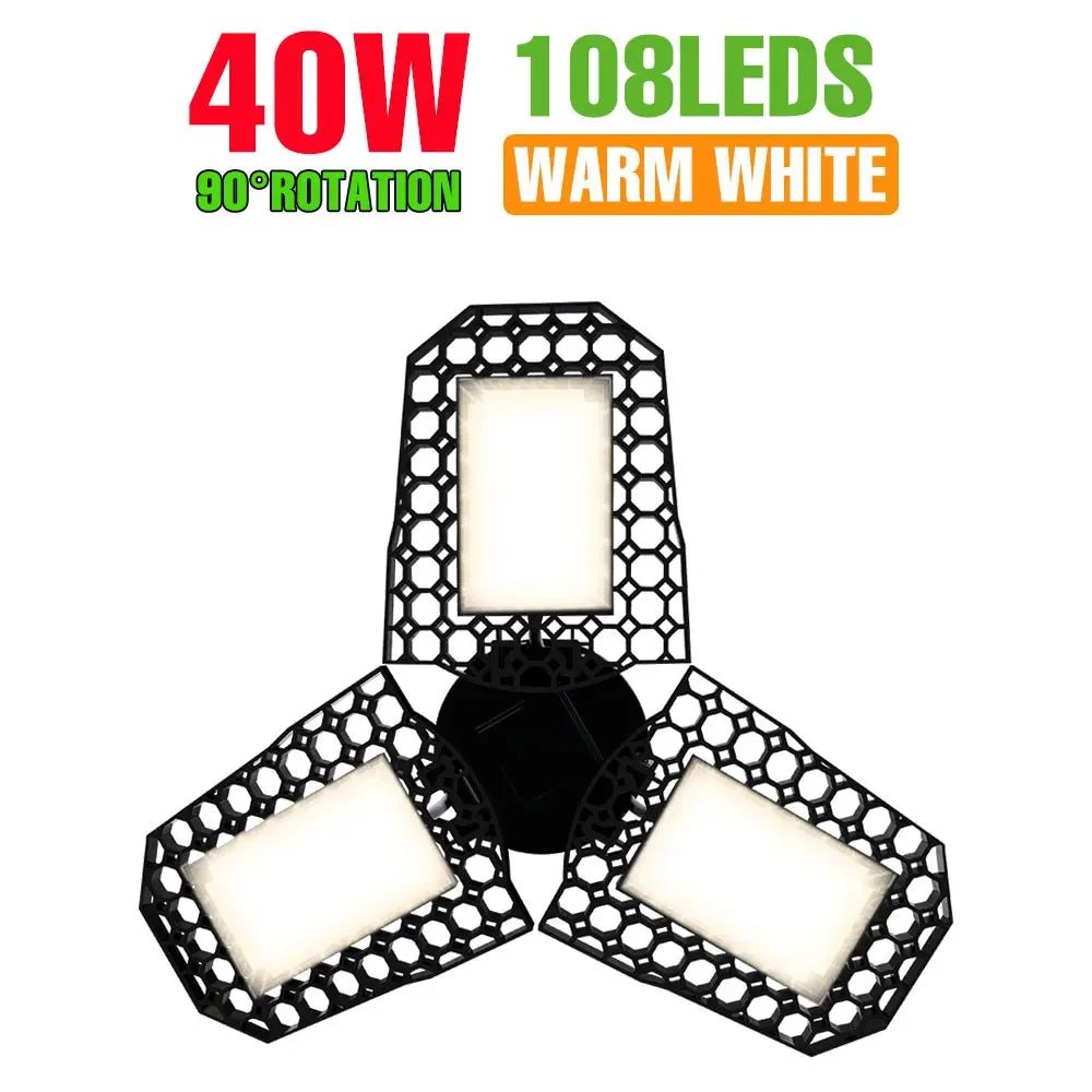 lampe garage led noir moderne grille hexagonale 1000 lumens 20000 heures 2700k 6500k