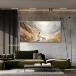 tableau moderne paysage abstrait nuages montagnes beige marron gris blanc sans cadre toile impression