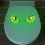 sticker mural oeil chat lumineux vert clair moderne adhésif salle bain brillant nuit décoration