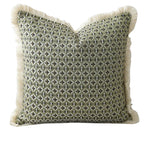 coussin carré vert olive motif géométrique moderne jacquard sans rembourrage