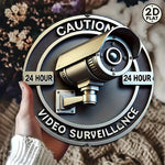 plaque métallique 2d caméra surveillance gris vis fixations 8x8 20cm 20cm