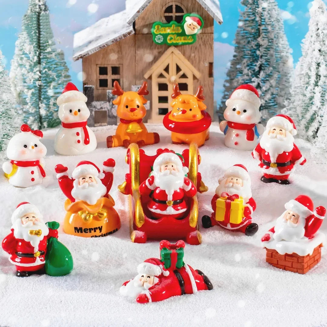 Figurine de Père Noël en résine couleur jaune clair pour décoration de Noël