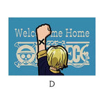 tapis d'entrée one piece noir blanc rouge personnages bienvenue chez toi logo/svg anime moderne