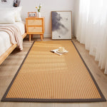 tapis solide rectangle fibre bambou couleur beige bordure marron moderne minimaliste lavage main
