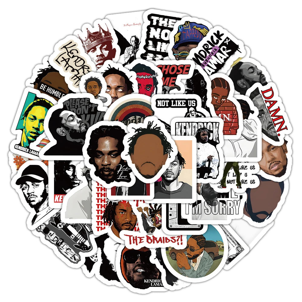 stickers adhésifs pop art graphiques portraits citations logos noir blanc gris rouge vert bleu