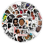 stickers adhésifs pop art graphiques portraits citations logos noir blanc gris rouge vert bleu