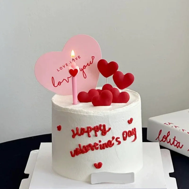 décorations gâteau coeurs 3d rouge rose adhésives réutilisables romantiques modernes