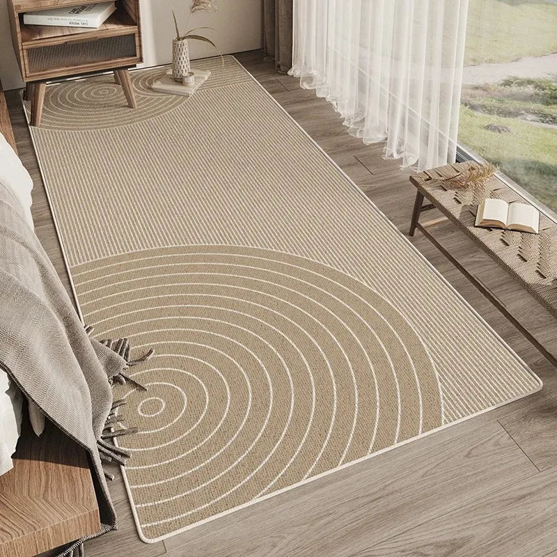 tapis salon moderne beige clair motif rayures diagonales antidérapant intérieur maison décoratif doux polyester