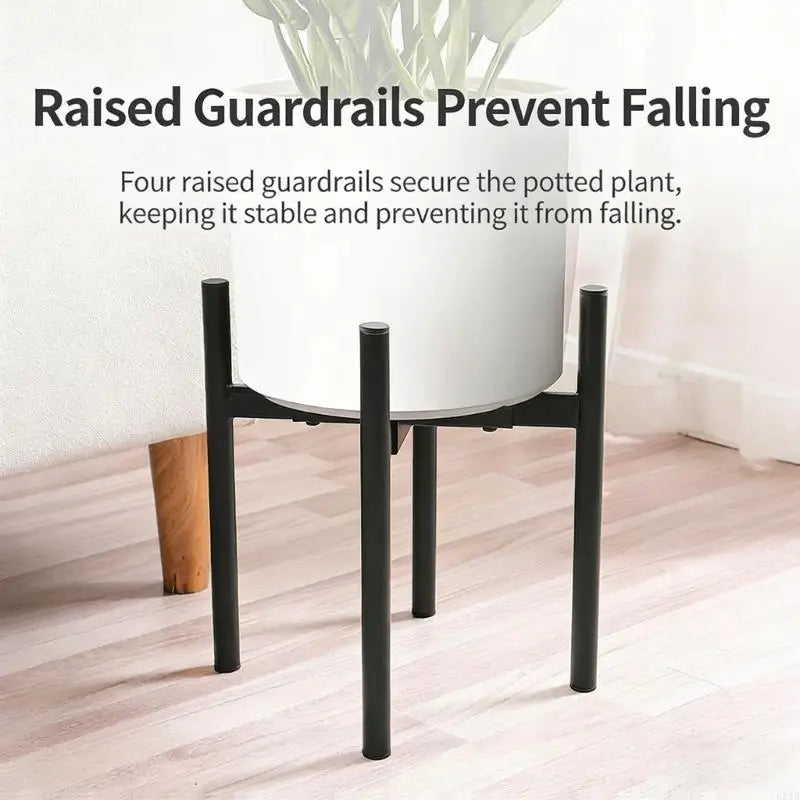 support plante pot noir moderne quatre pieds vis réglableintérieurextérieur