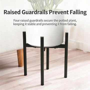 support plante pot noir moderne quatre pieds vis réglableintérieurextérieur