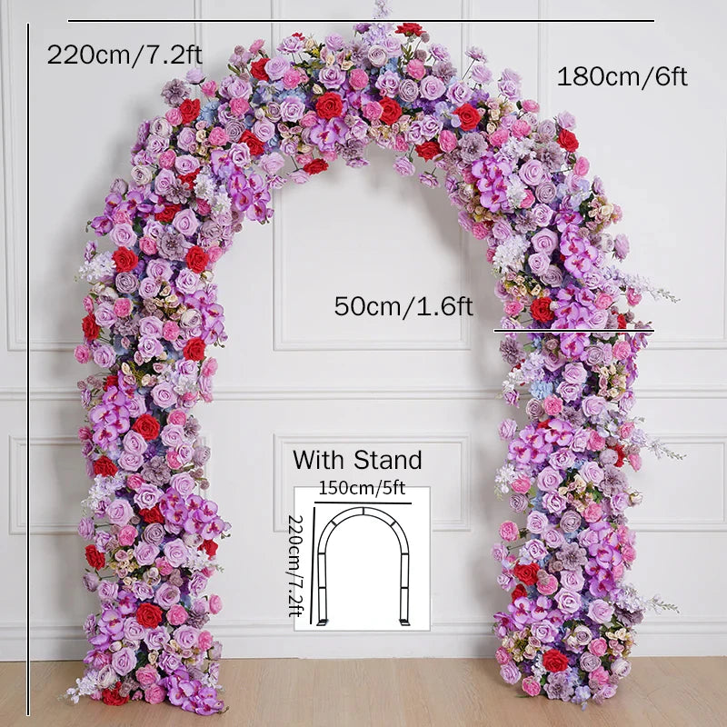 Arche décorative florale violettes roses blanches extérieur intérieur décoration événement classique artificielle fixe