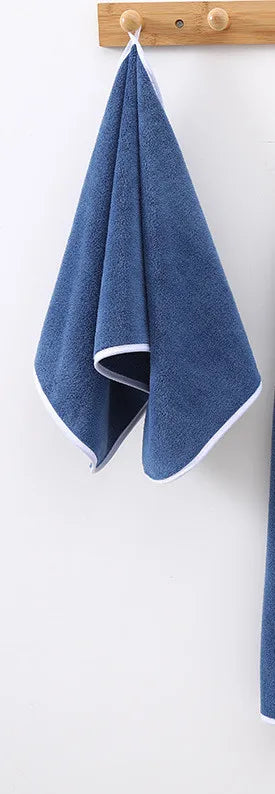 serviette bain rapide microfibre douce poche élastique ourlet moderne bleu marine gris beige