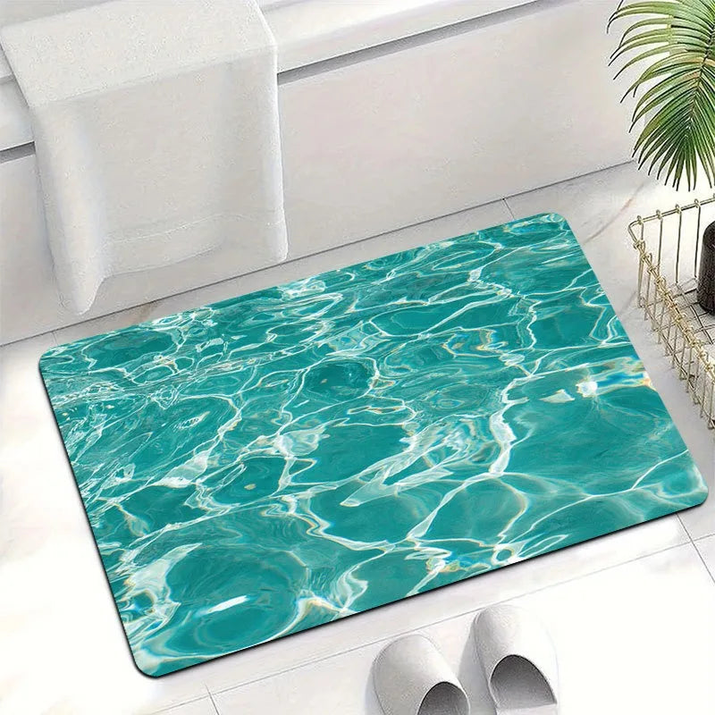tapis sol moderne bleu vague antidérapant résistant décoloration 30x50cm 40x60cm 50x80cm