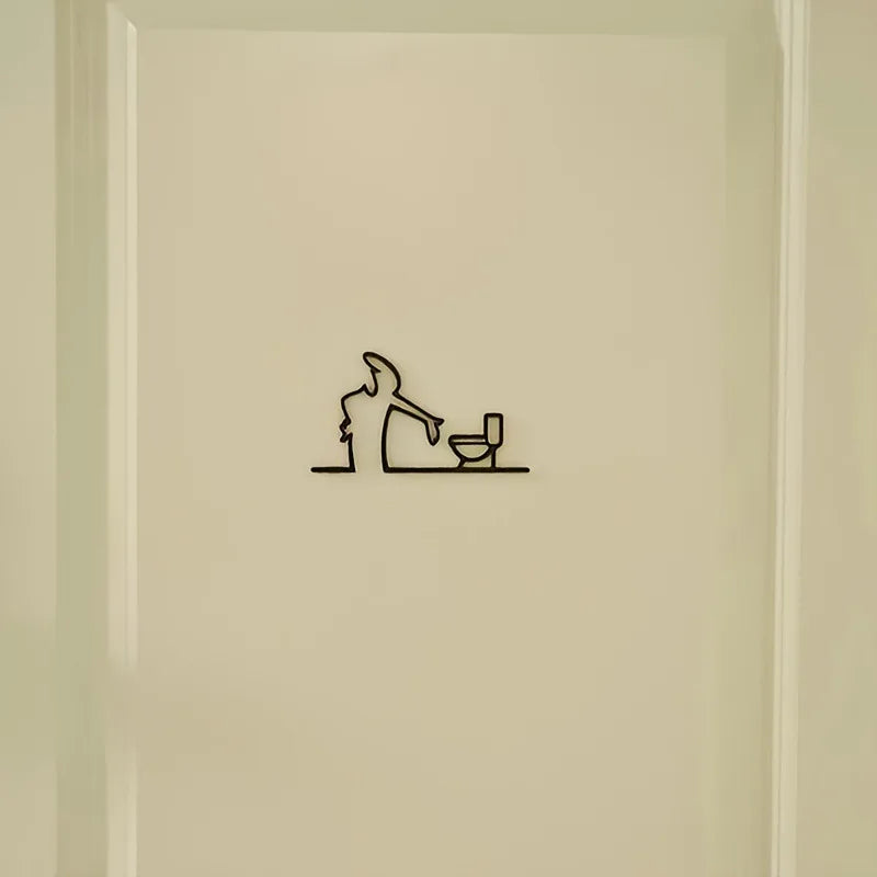 décoration murale moderne wc humoristique panneau métal noir minimaliste texte 3d facile salle bains