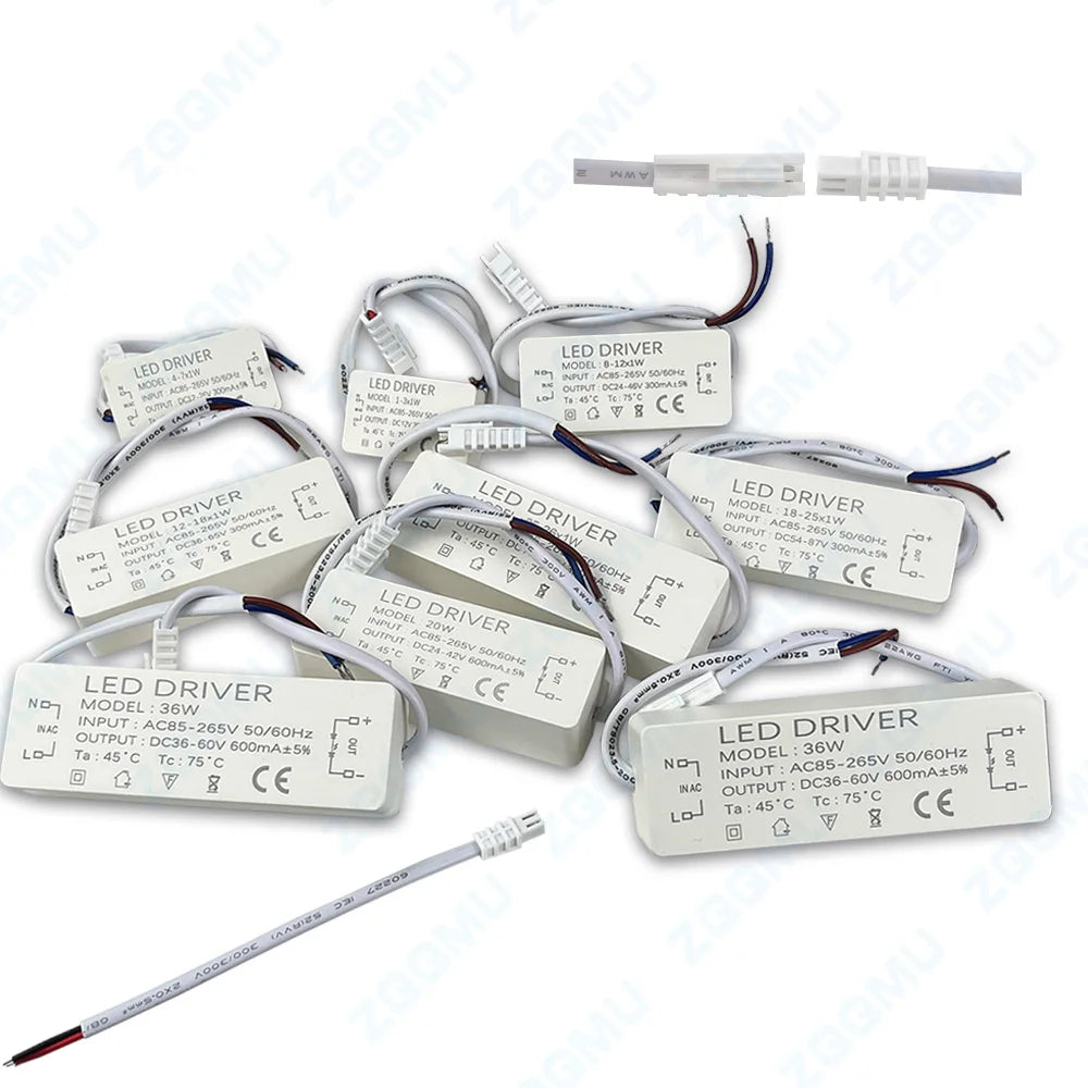 transformateur led blanc moderne adhésif 12w 20w 30w câble connecteurs protection courts circuits