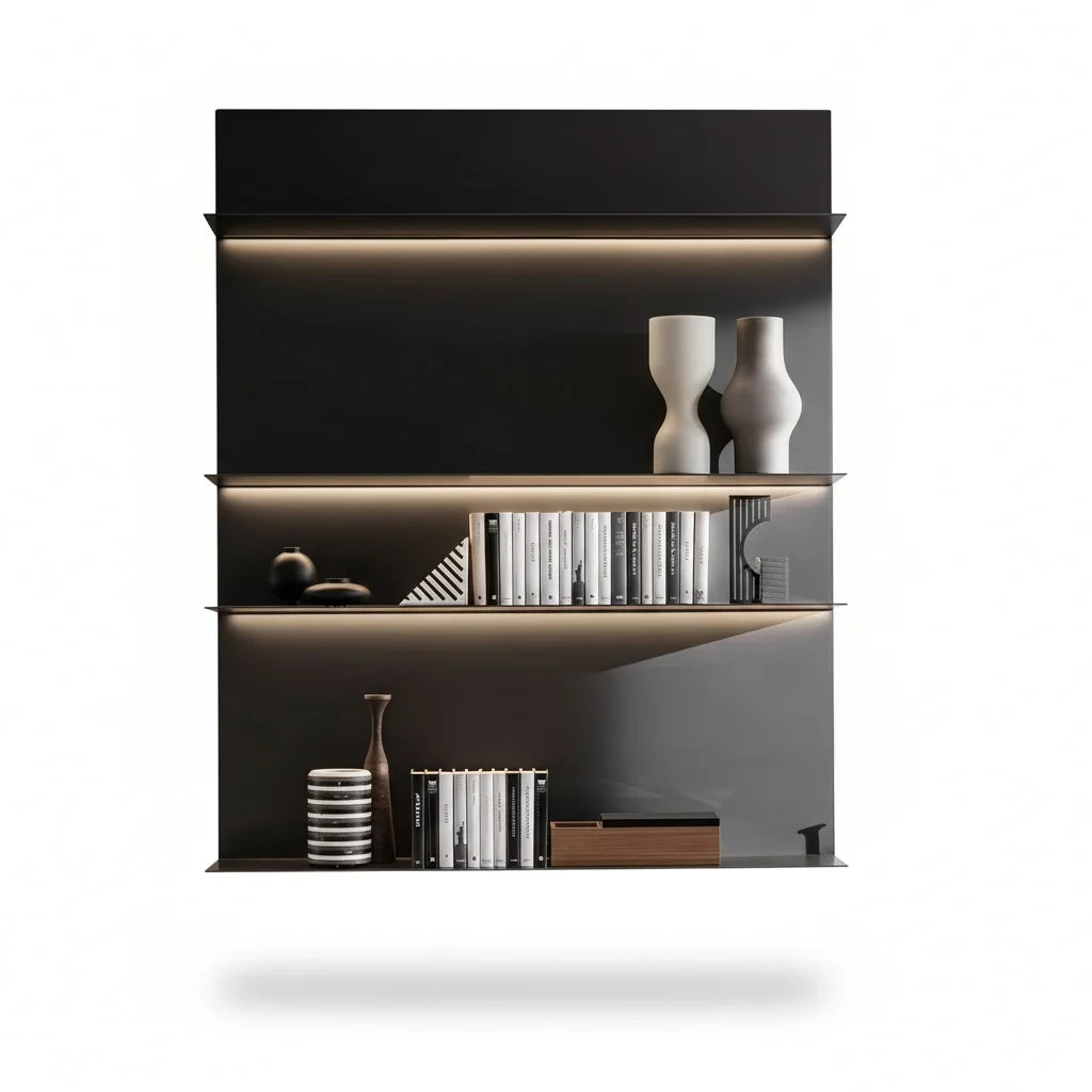 étagère murale contemporaine bois métal noir fixée maison.storage deco moderne attractive