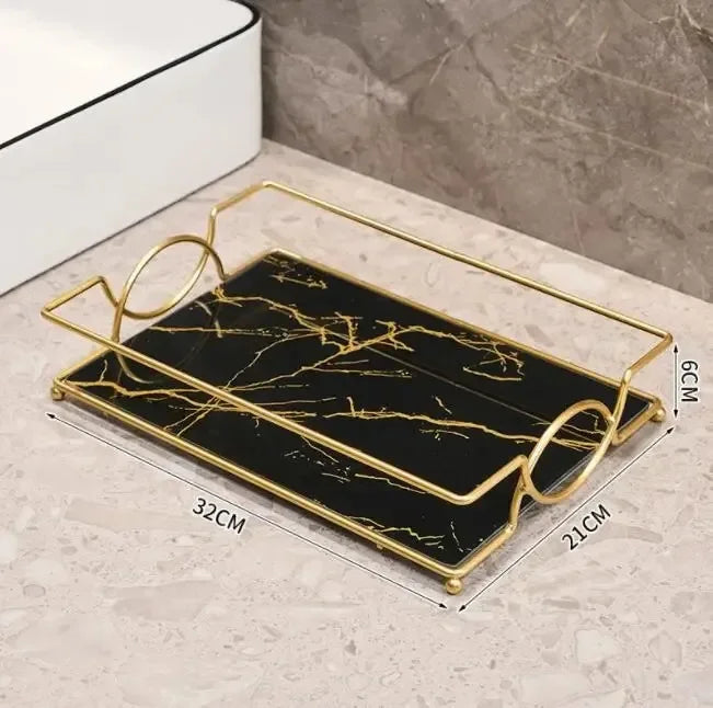 étagère murale adhésive or marbre moderne panneau verre métal cosmétique minimaliste