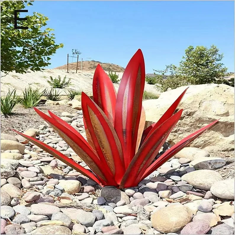 plantes artificielles feuilles larges modernes couleurs bleu vert rouge jaune rose ornement jardinextérieurintérieur