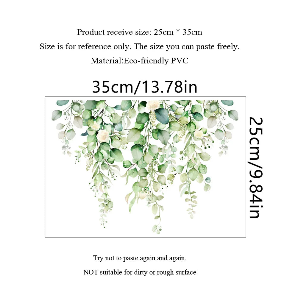 autocollant mural plante verte fleur décoration moderne salle bain toilette adhésif pvc résistant eau