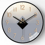 horloge murale moderne gris noir doré géométrique circulaire minimaliste quartz