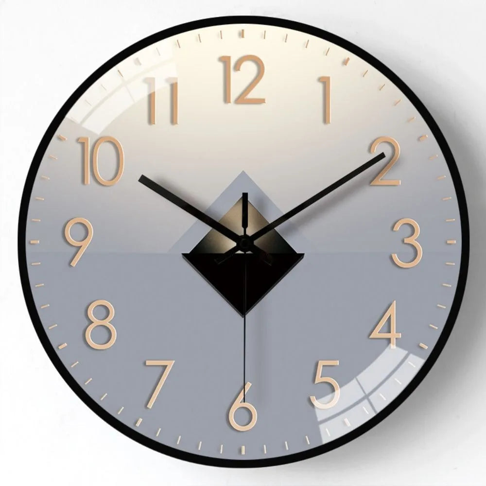 horloge murale moderne gris noir doré géométrique circulaire minimaliste quartz