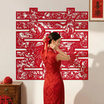 décoration murale mariage papier découpé artisanal motifs floraux rouge adhésif traditionnel chinois