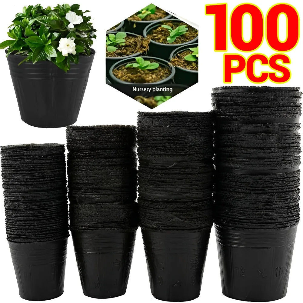 pots fleurs noirs opaques bacs pépinière plastique simples utilitaires plantes 13 10 cm