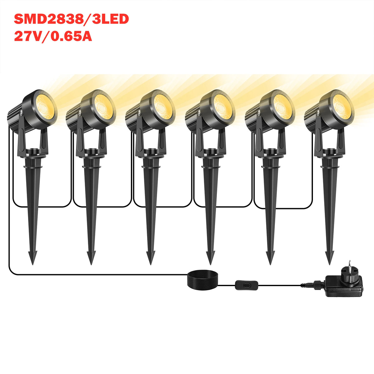 projecteurs exterieurs led jardin noir modernes 800lm ip65 abs contemporains 10lumières