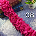 ruban plissé satiné largeur 9cm polyester opaque rouge rose bleu noir jaune bleuclair blanc