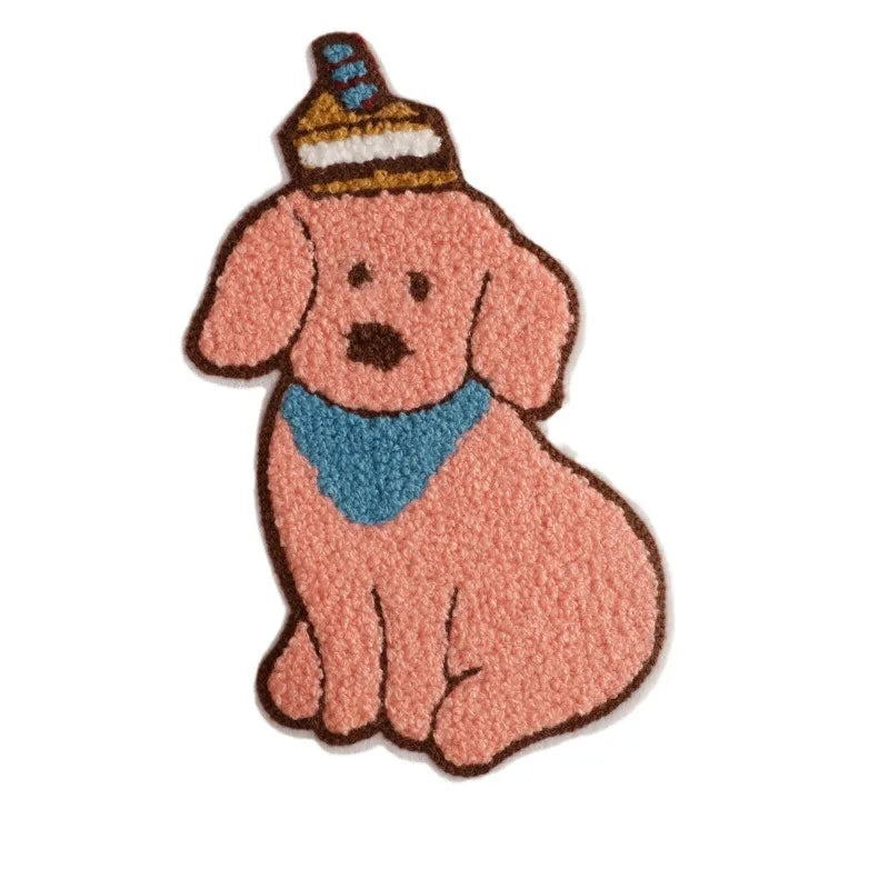 écussons décoratifs animaux mignons rose noir adhésifs créatifs cartoon polyestère