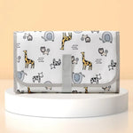 tapis changement portable bébé motif animalier blanc gris bleu