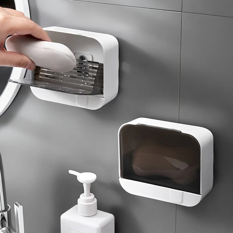 porte savon mural adhésif blanc moderne rangement salle bain minimaliste mat opacité