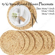 Set de table rond en jacinthe d'eau naturel, tissé à la main antidérapant pour salle à manger