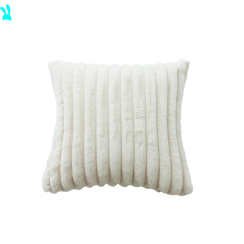 coussin décoratif moderne double face peluche rouge orange vert blanc rose