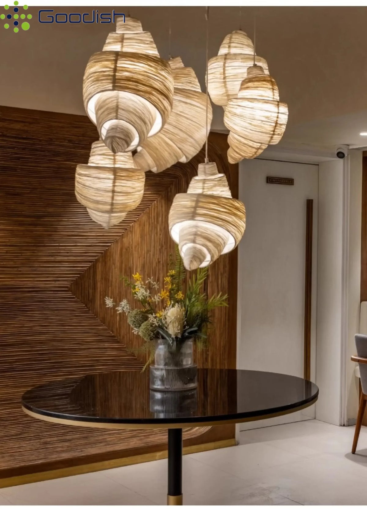 lumière suspendue spirale moderne salon restaurant semi transparent abat jour beige marronclair