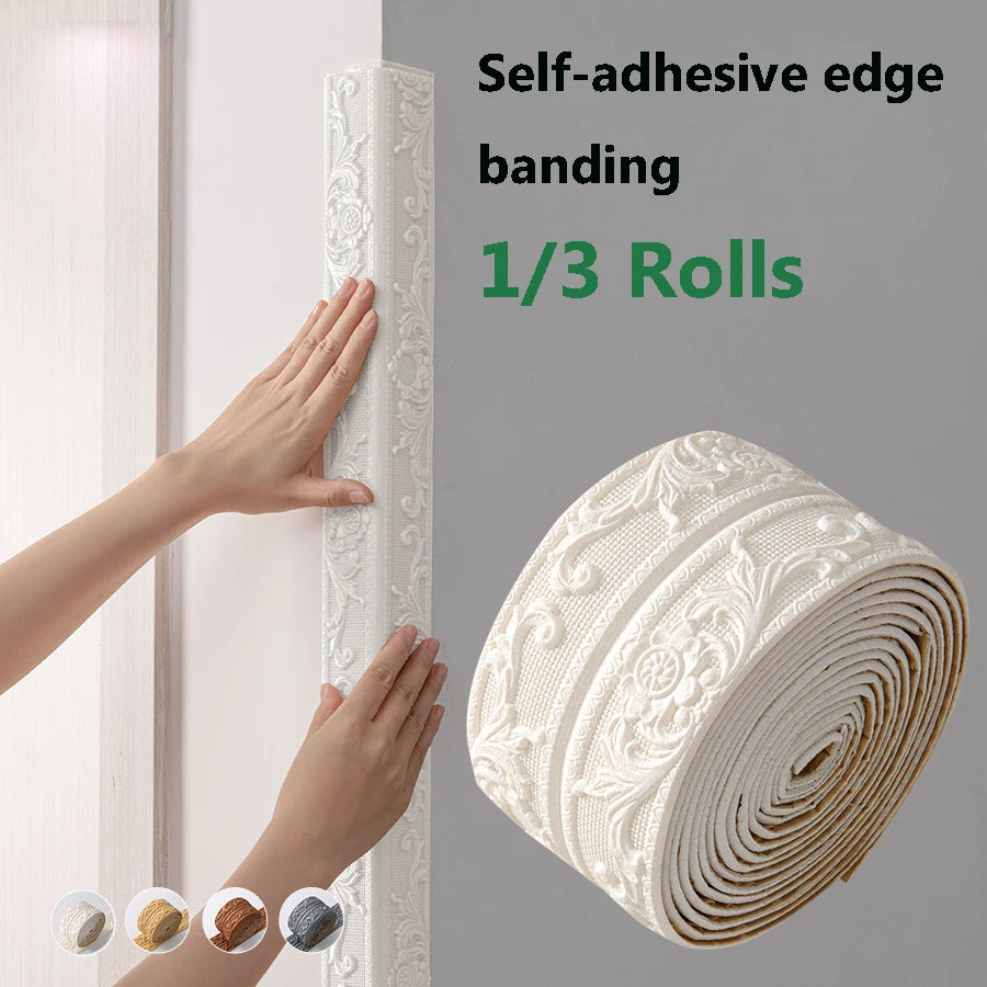 bordure auto adhésive ornements floraux 3d opaque classique décorative adhésive blanc marron roll decoration