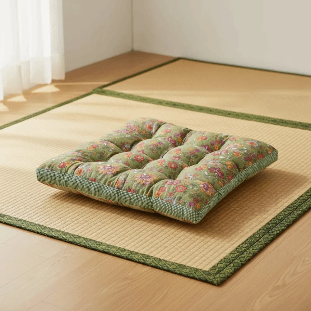 coussin chaise carré patchwork floral rose bleu doux coton épais imperméable