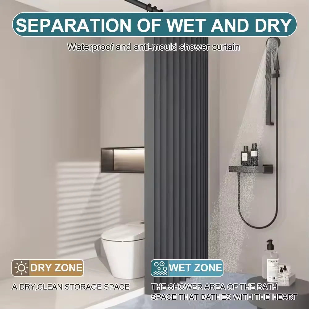rideau douche gris foncé texturé rayures verticales moderne opacité ourlet standard polyester