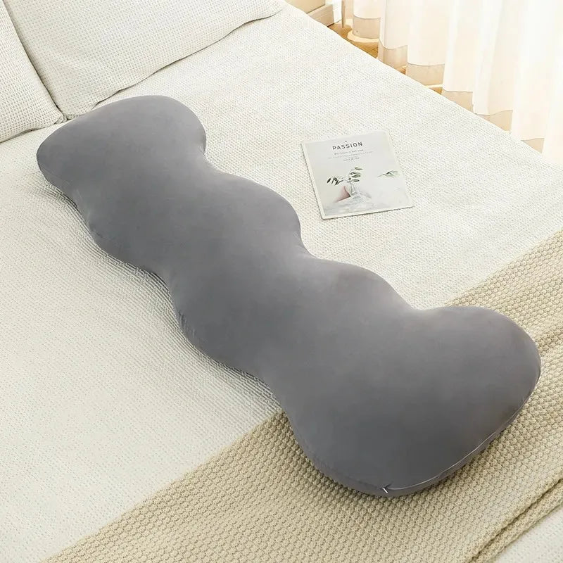 coussin ergonomique colonne polyester microfibre beige bleu clair uni moderne doux lit body support