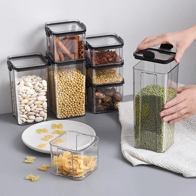 boîtes rangement alimentaire réutilisables transparentes modernes poignées noires 460ml 700ml 950ml 1300ml 1800ml