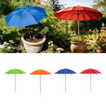 parasol extérieur moderne piquet bois protection solaire plantes couleurs vert orange bleu rouge