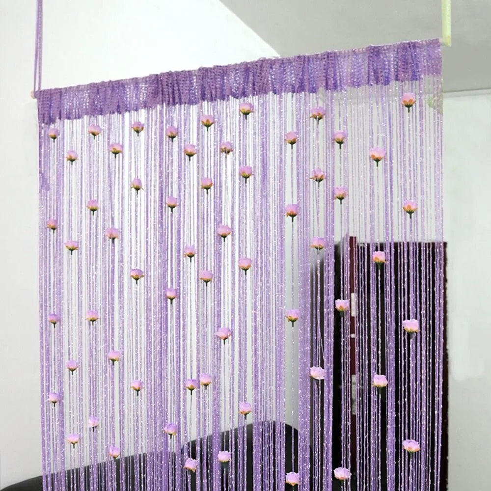rideau porte violet rose blanc coeurs tissu transparent moderne décoratif 100x200cm polyester