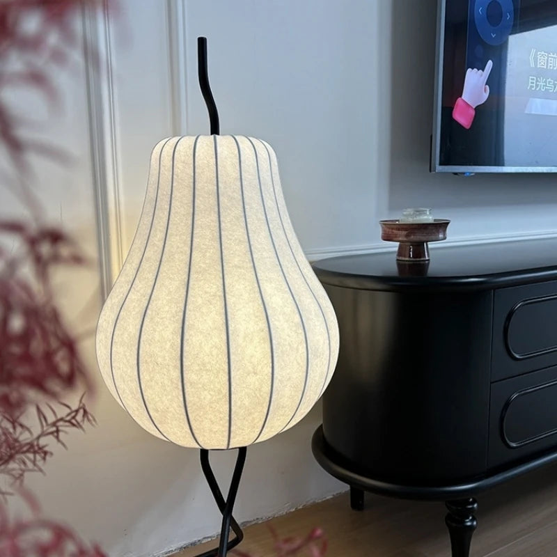 lampe sol moderne blanc toucher on off rayures noires intérieur chambre coucher led