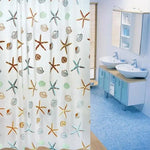rideaux douche moderne blanc noir bleu motifs géométriques semi transparent anneaux respectueux environnement