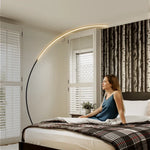 lampe sol moderne aluminium blanc télécommande énergie économique chambre coucher