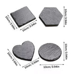 coasters noirs naturels résistants chaleur minimaliste hexagonaux carrés cœur ronds