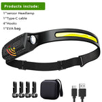 lampe frontale led rechargeable usb modes lumiere ipx4 etanche texture antidrapante noire jaune moderne