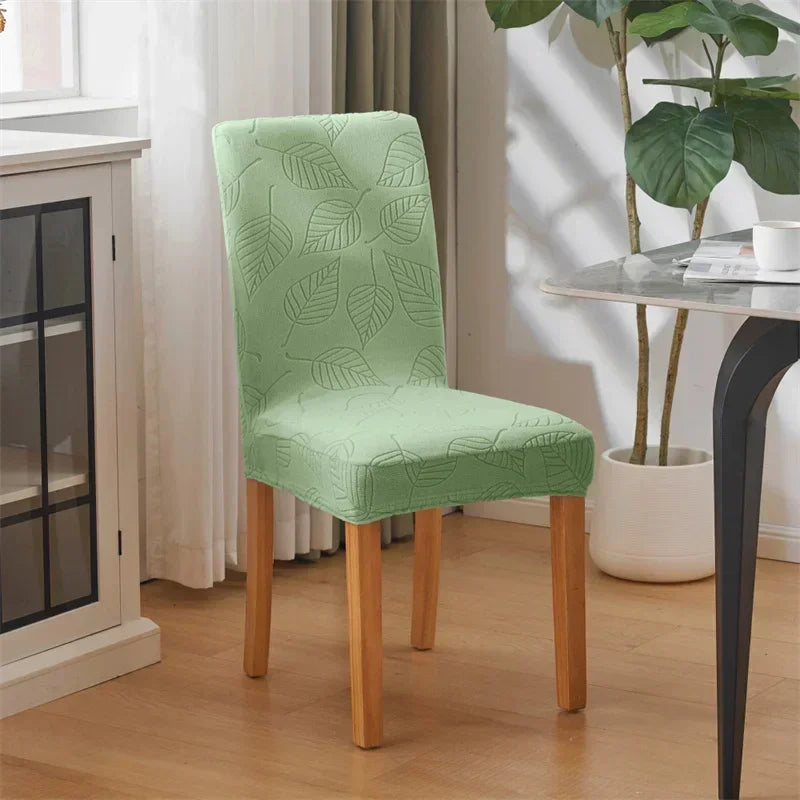 housse chaise extensible motif feuilles gris moderne salle manger salon mariage