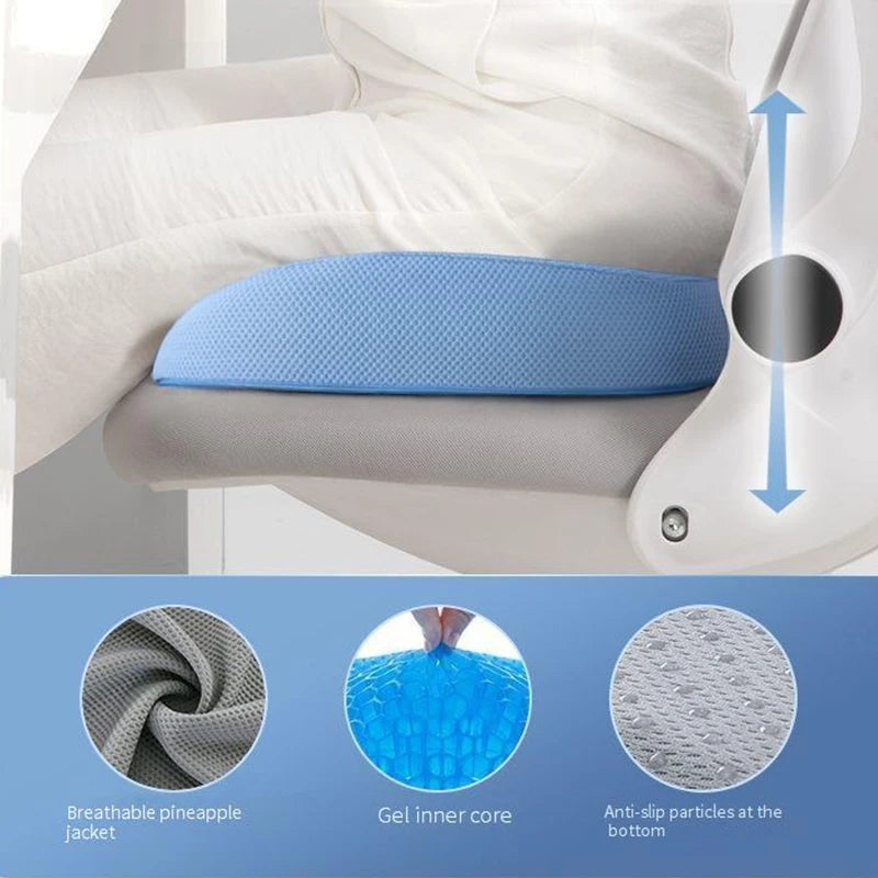 coussin soutien bleu réseau hexagonal contemporain gel respirant antidérapants adultes rond