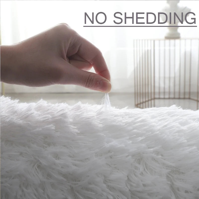 tapis rond blanc pelucheux moderne 100cm diamètre polyester lavable maison pique niqueintérieur